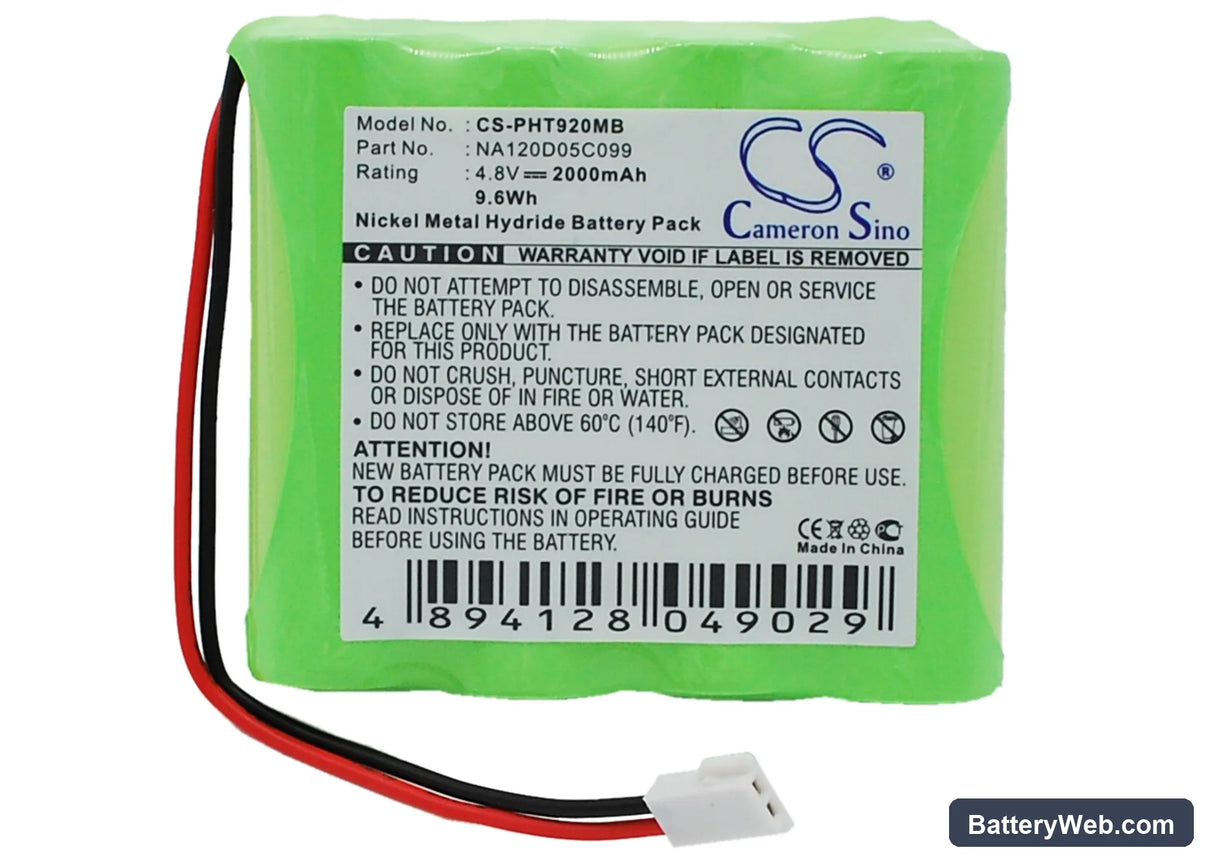 Cobra CP200 Replacement Battery, 4.8V, 2000mAh, Ni-MH 5