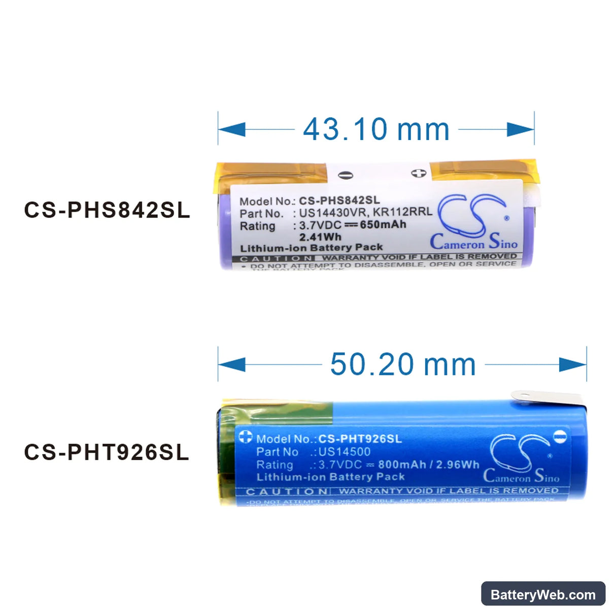 Philips AT750 Replacement Battery, 3.7V, 800mAh, Li-ion 5