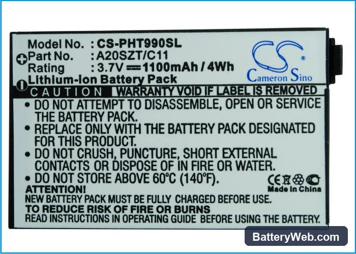 Philips Xenium 9a9T Replacement Battery, 3.7V, 1100mAh, Li-ion 5