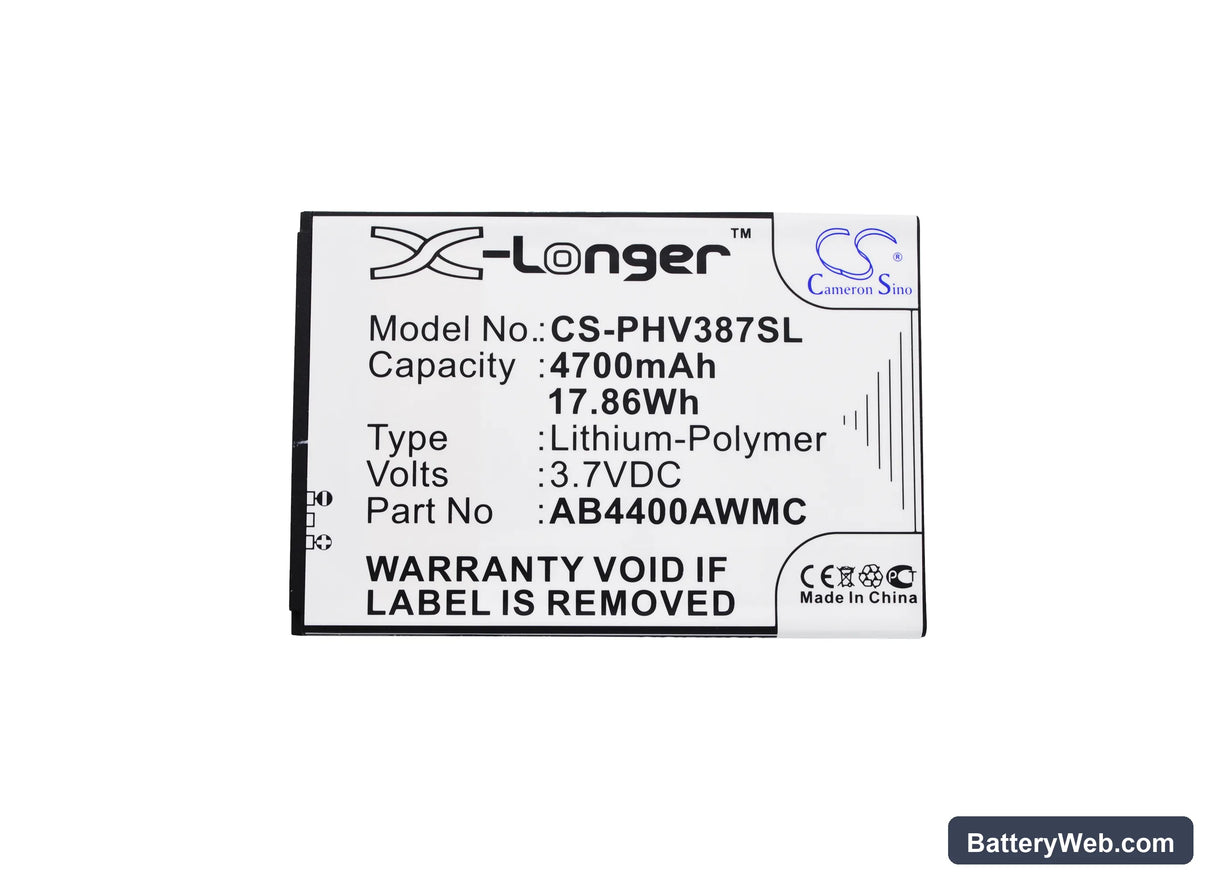 Philips Xenium V387 Replacement Battery, 3.7V, 4700mAh, Li-Polymer 5