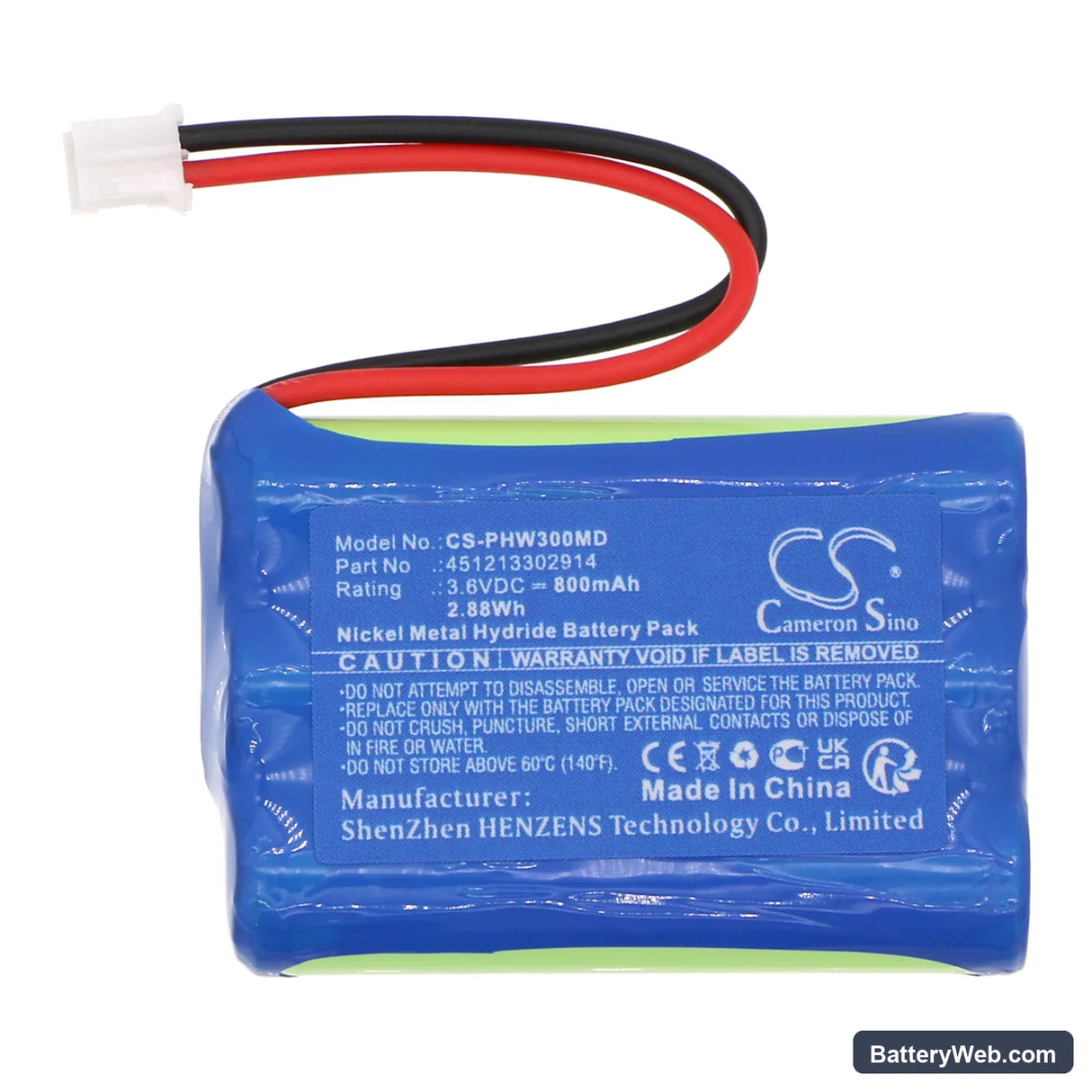 Philips Remote Control W13 Replacement Battery, 3.6V, 800mAh, Ni-MH 3