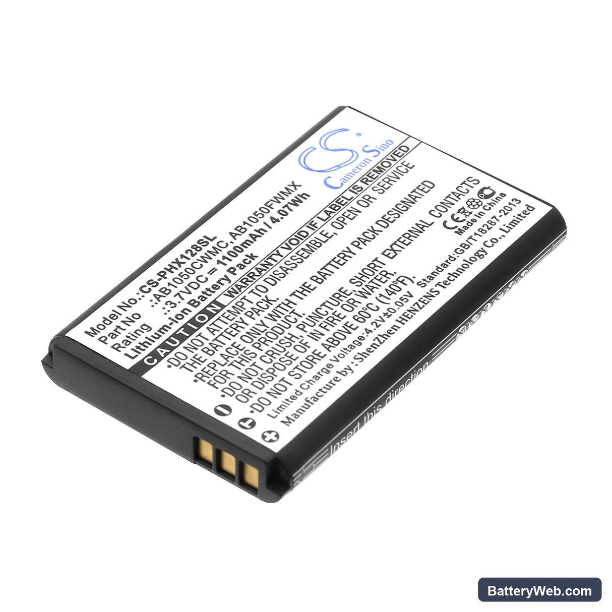 Philips Xenium X116 Replacement Battery, 3.7V, 1100mAh, Li-ion 1
