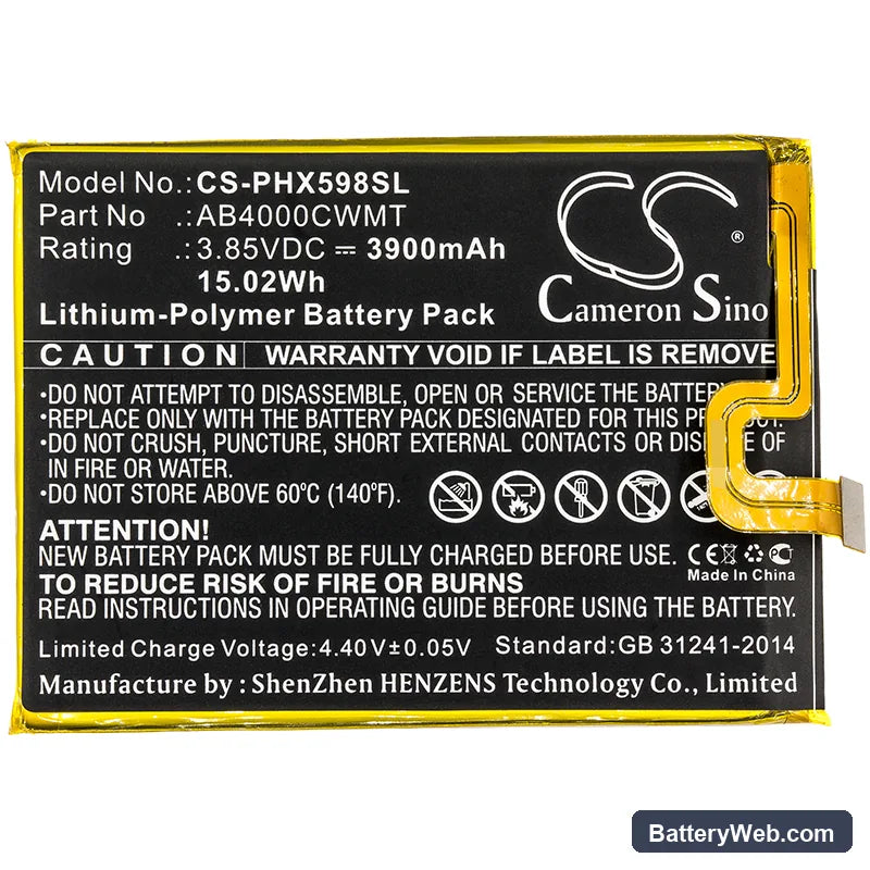 Philips Xenium S598 Replacement Battery, 3.85V, 3900mAh, Li-Polymer 3