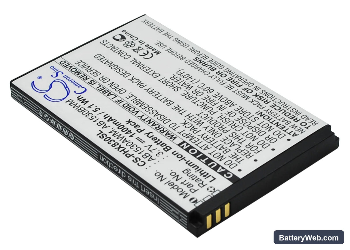 Philips Xenium T910 Replacement Battery, 3.7V, 1400mAh, Li-ion 2
