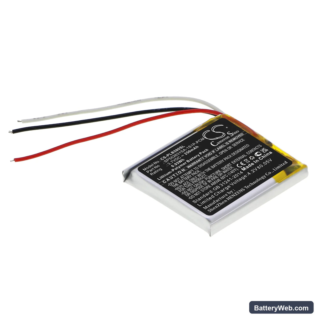 Plantronics BackBeat 500 Replacement Battery, 3.7V, 250mAh, Li-Polymer 1