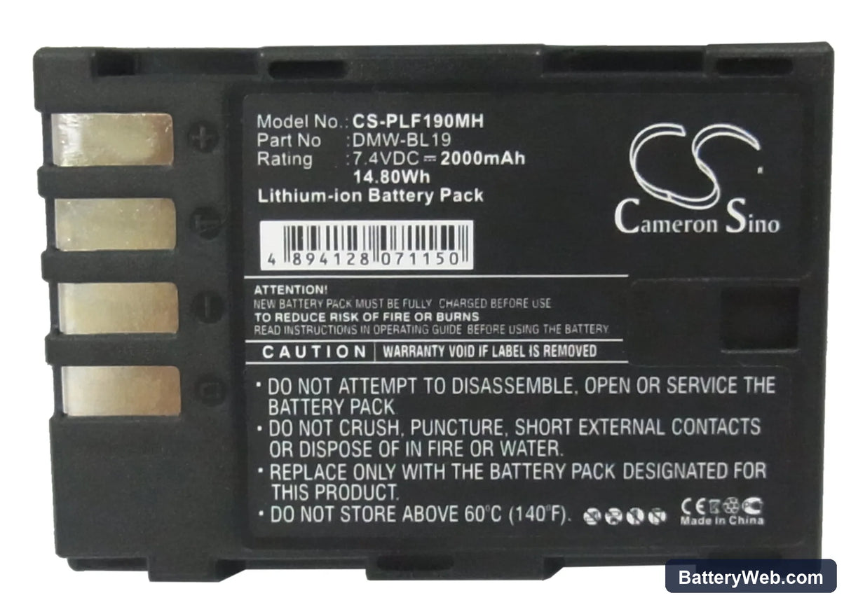 Panasonic Lumix DMC-GH3 Replacement Battery, 7.4V, 2000mAh, Li-ion 5