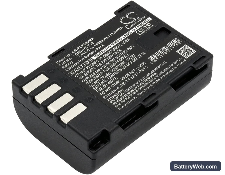 Panasonic Lumix DMC-GH3 Replacement Battery, 7.4V, 1600mAh, Li-ion 1
