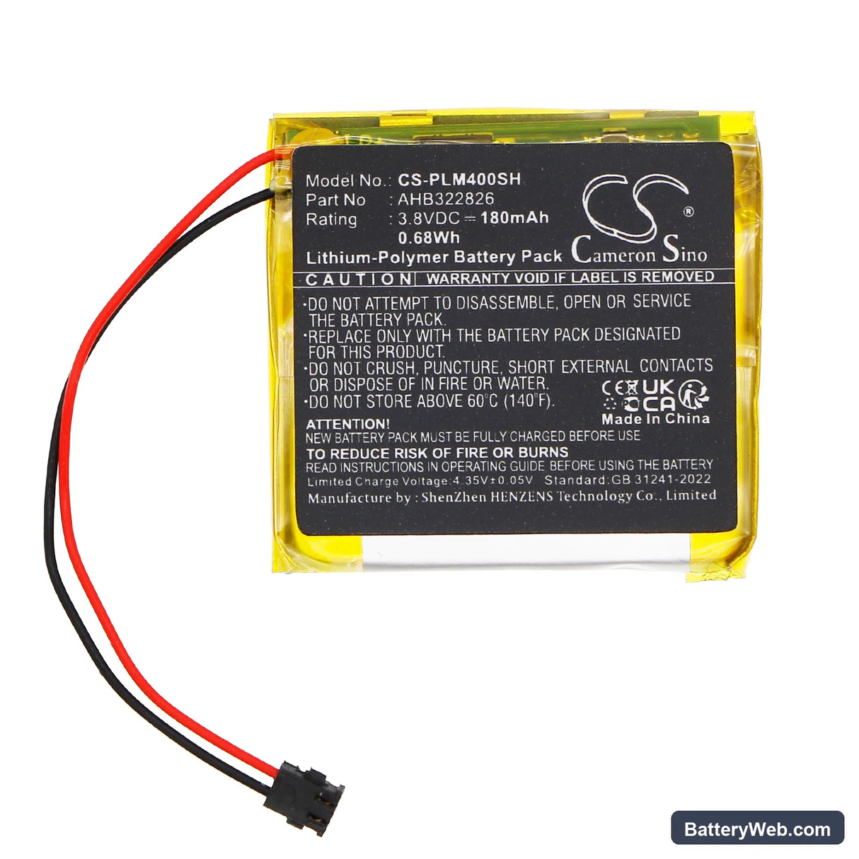 Polar GPS Sport Watch M400 Replacement Battery, 3.8V, 180mAh, Li-Polymer 3