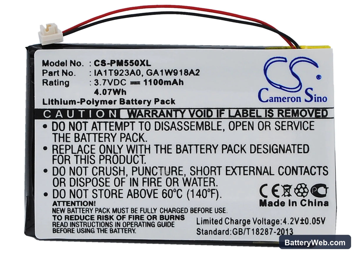 Palm M550 Replacement Battery, 3.7V, 1100mAh, Li-Polymer 5