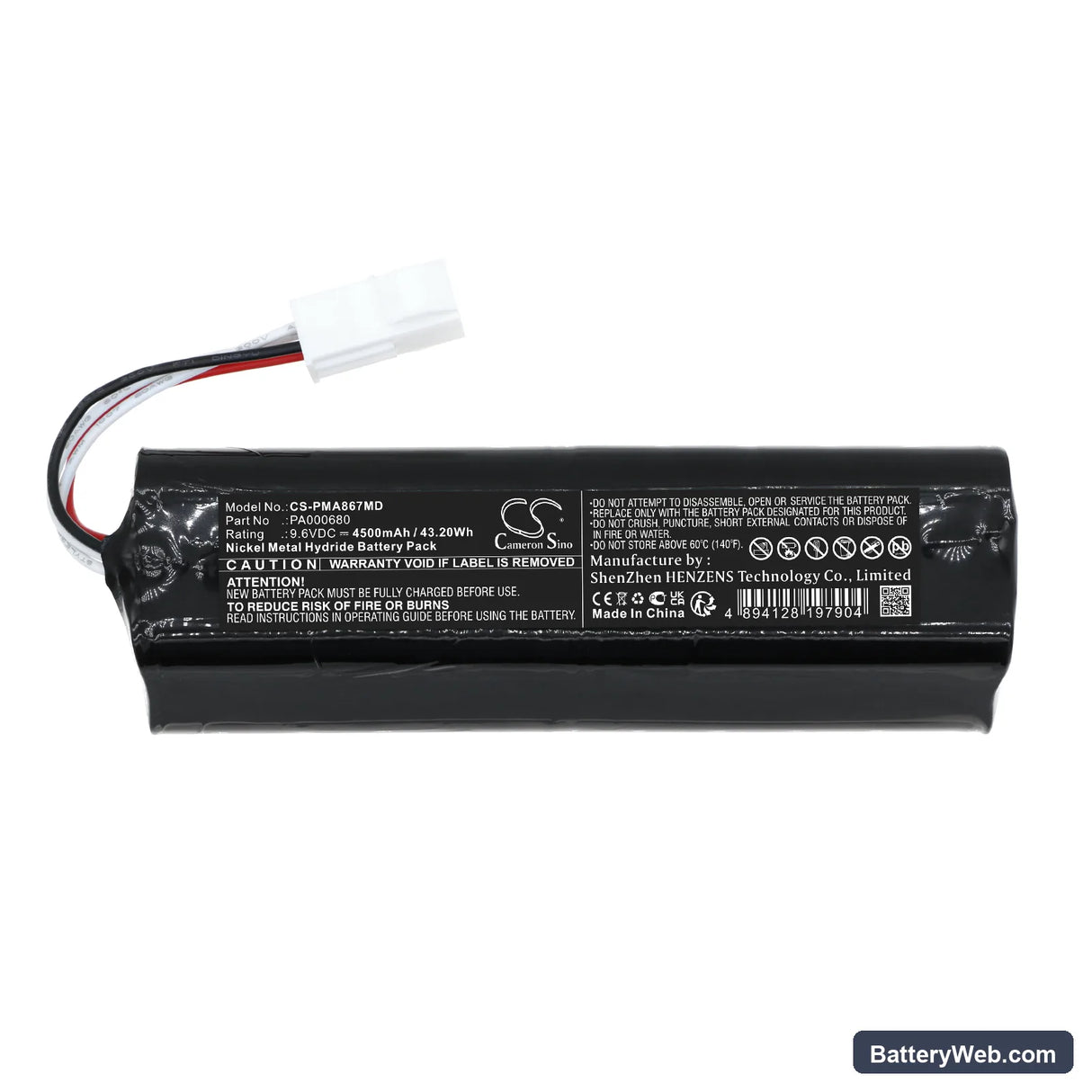 PM Atemschutz PA-A867-NG Replacement Battery, 9.6V, 4500mAh, Ni-MH 3