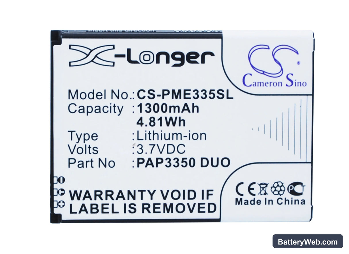 Prestigio MultiPhone 3350 Duo Replacement Battery, 3.7V, 1300mAh, Li-ion 5