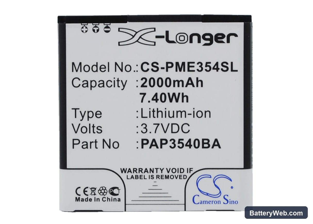 Prestigio MultiPhone 3540 Duo Replacement Battery, 3.7V, 2000mAh, Li-ion 1