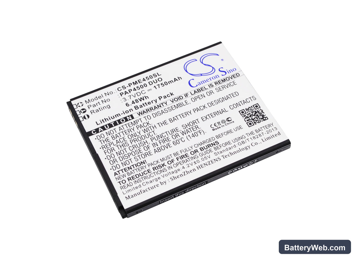 Prestigio MultiPhone 4500 Duo Replacement Battery, 3.7V, 1750mAh, Li-ion 1