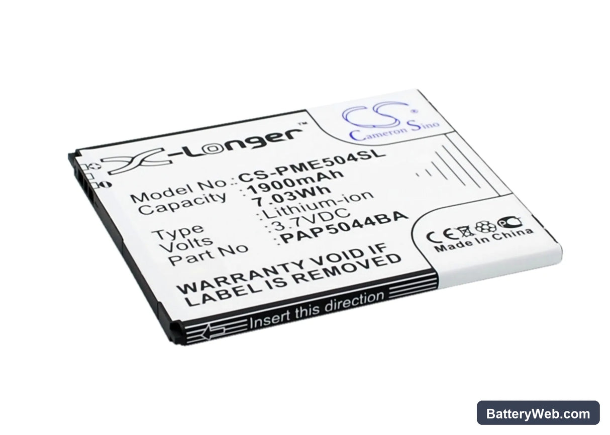 Prestigio MultiPhone 5044 Duo Replacement Battery, 3.7V, 1900mAh, Li-ion 2
