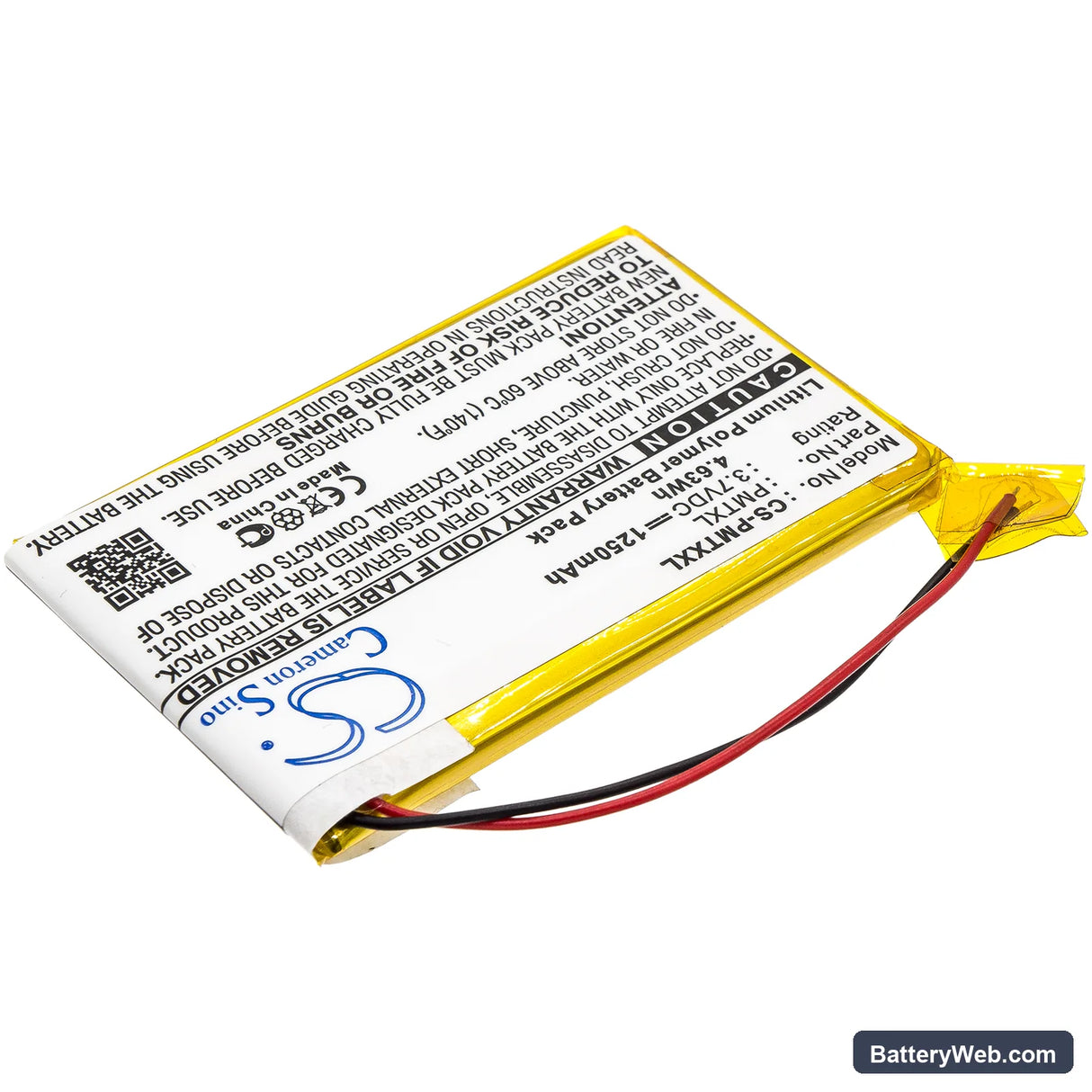 Palm Tungsten TX Replacement Battery, 3.7V, 1250mAh, Li-Polymer 2
