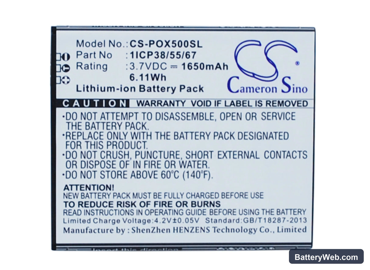 Navon Mizu M500 Replacement Battery, 3.7V, 1650mAh, Li-ion 1
