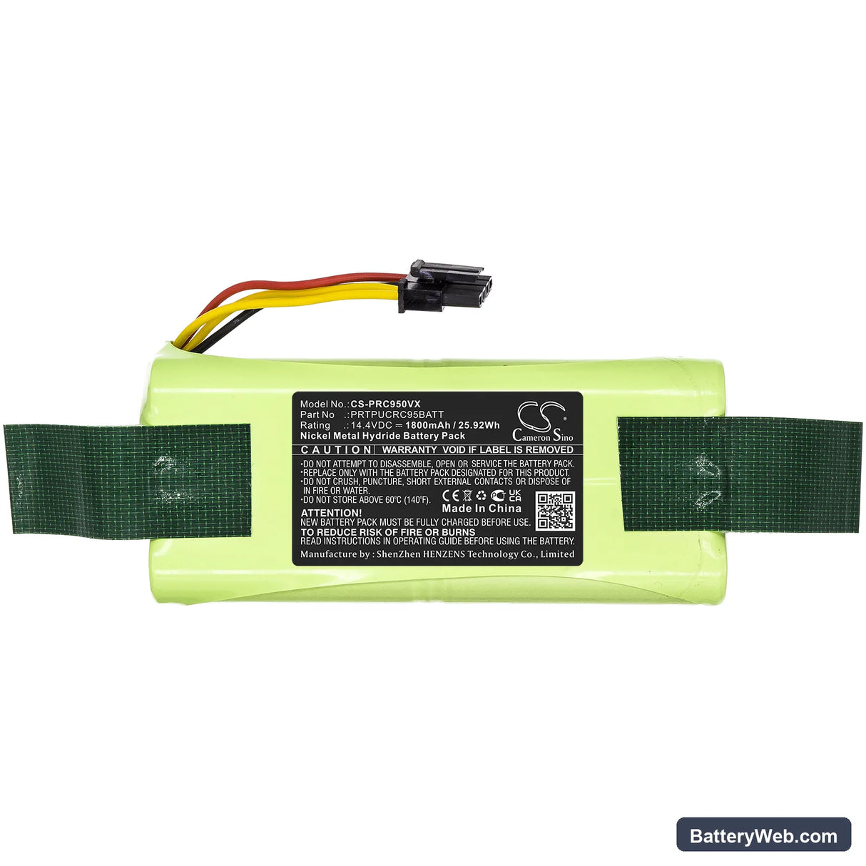 Pure Clean PUCRC95 Replacement Battery, 14.4V, 1800mAh, Ni-MH 3