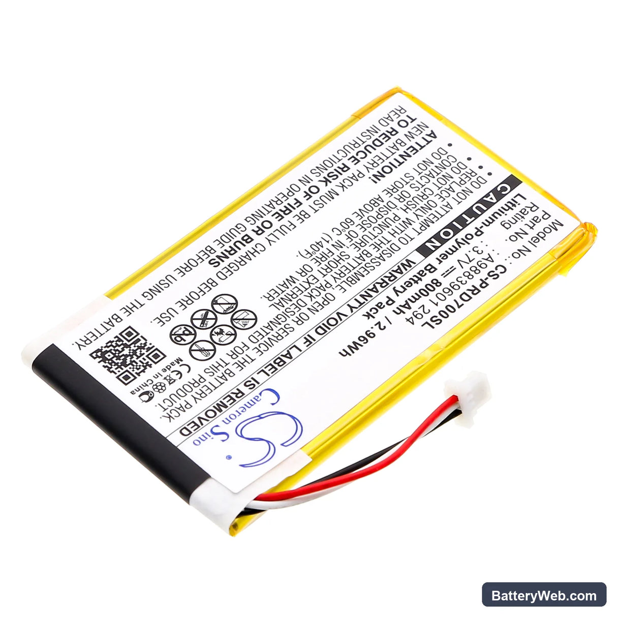Sony PRS-700 Replacement Battery, 3.7V, 800mAh, Li-Polymer 2