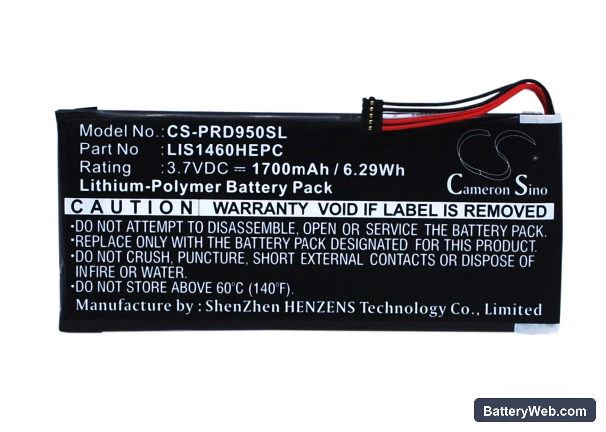 Sony PRS-950 Replacement Battery, 3.7V, 1700mAh, Li-Polymer 5