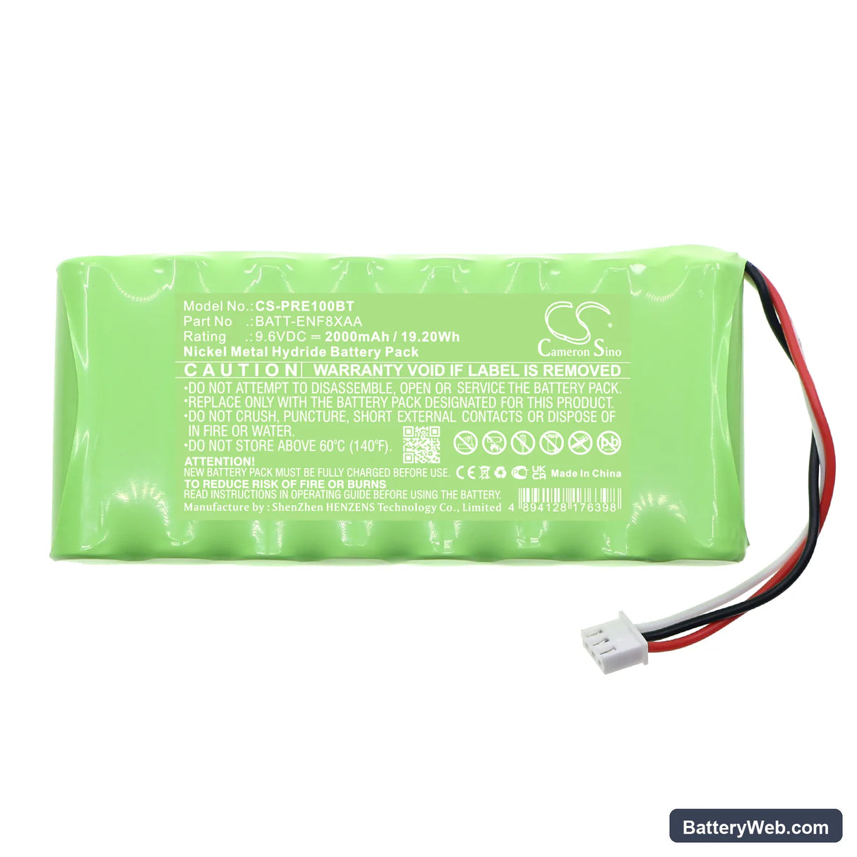 Pyronix Enforcer V10 Replacement Battery, 9.6V, 2000mAh, Ni-MH 3