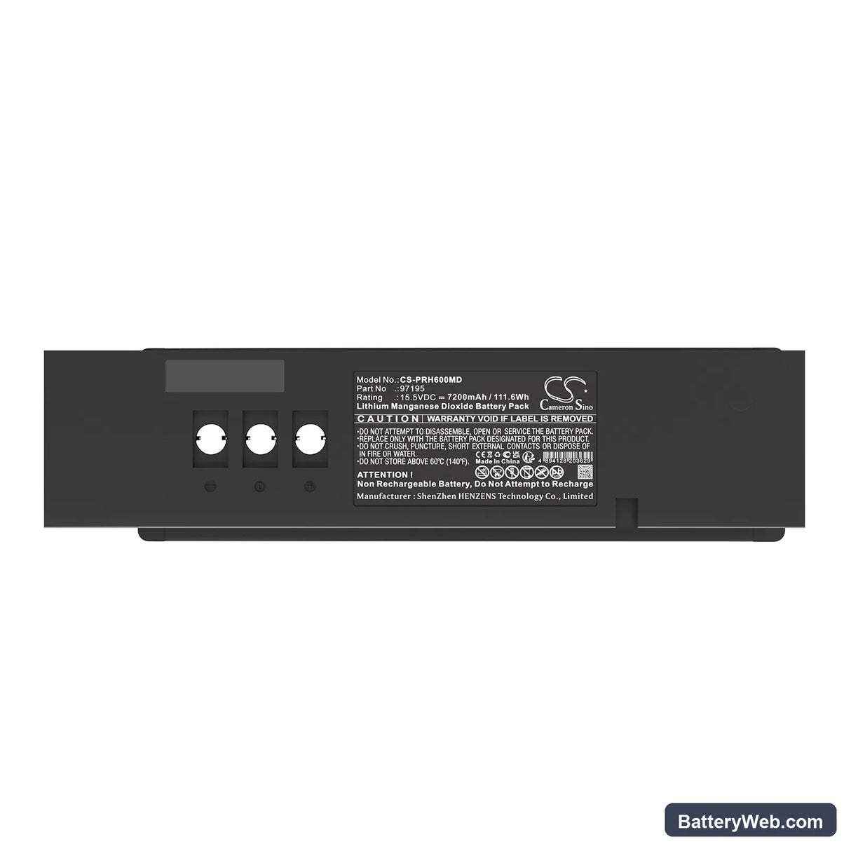 Primedic AED-M Replacement Battery, 15.5V, 7200mAh, Li-MnO2 5