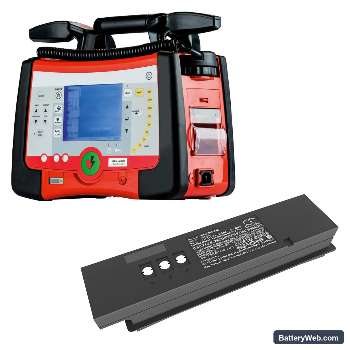 Primedic AED-M Replacement Battery, 15.5V, 7200mAh, Li-MnO2 6