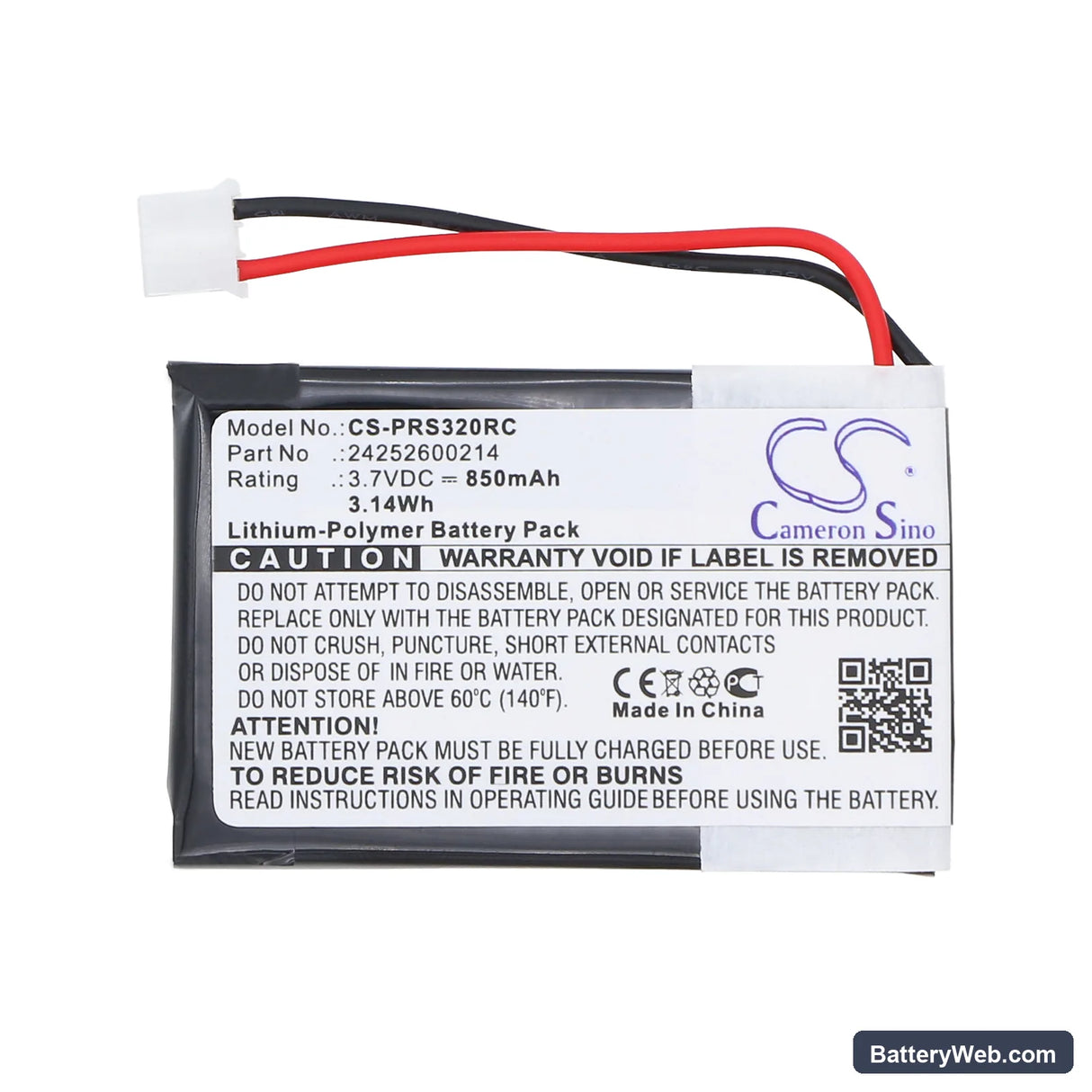 Philips PRESTIGO SRT9320 Replacement Battery, 3.7V, 850mAh, Li-Polymer 3