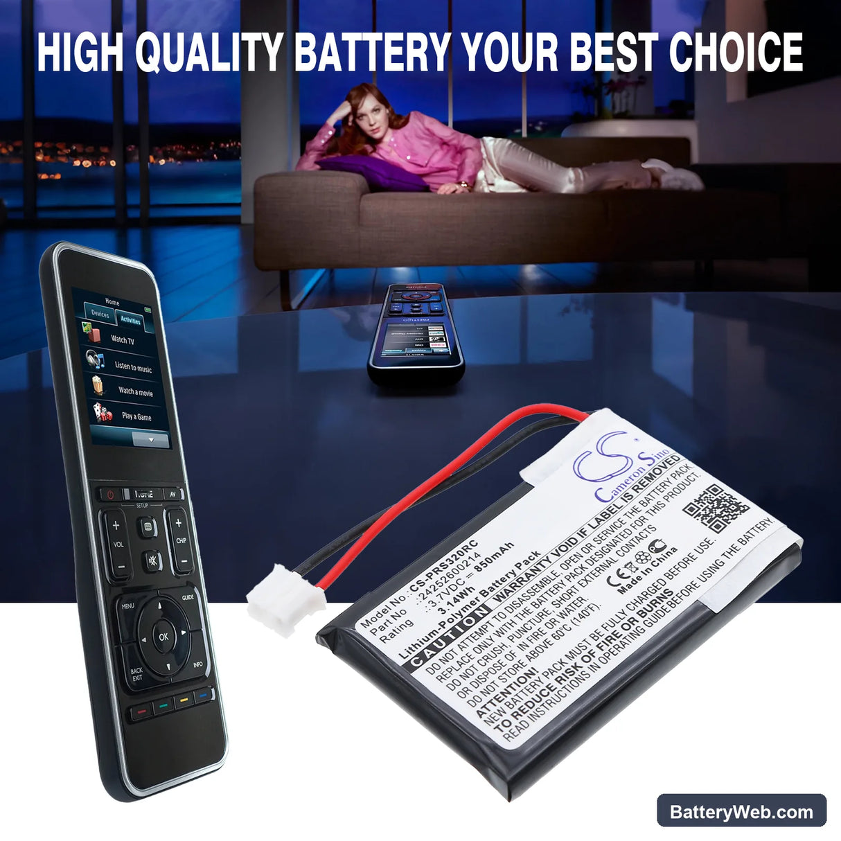 Philips PRESTIGO SRT9320 Replacement Battery, 3.7V, 850mAh, Li-Polymer 6
