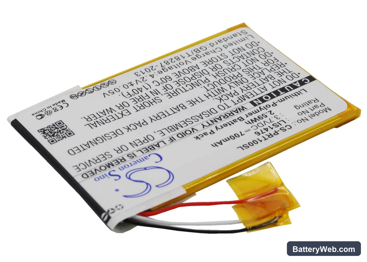 Sony PRS-T1 Replacement Battery, 3.7V, 700mAh, Li-Polymer 3