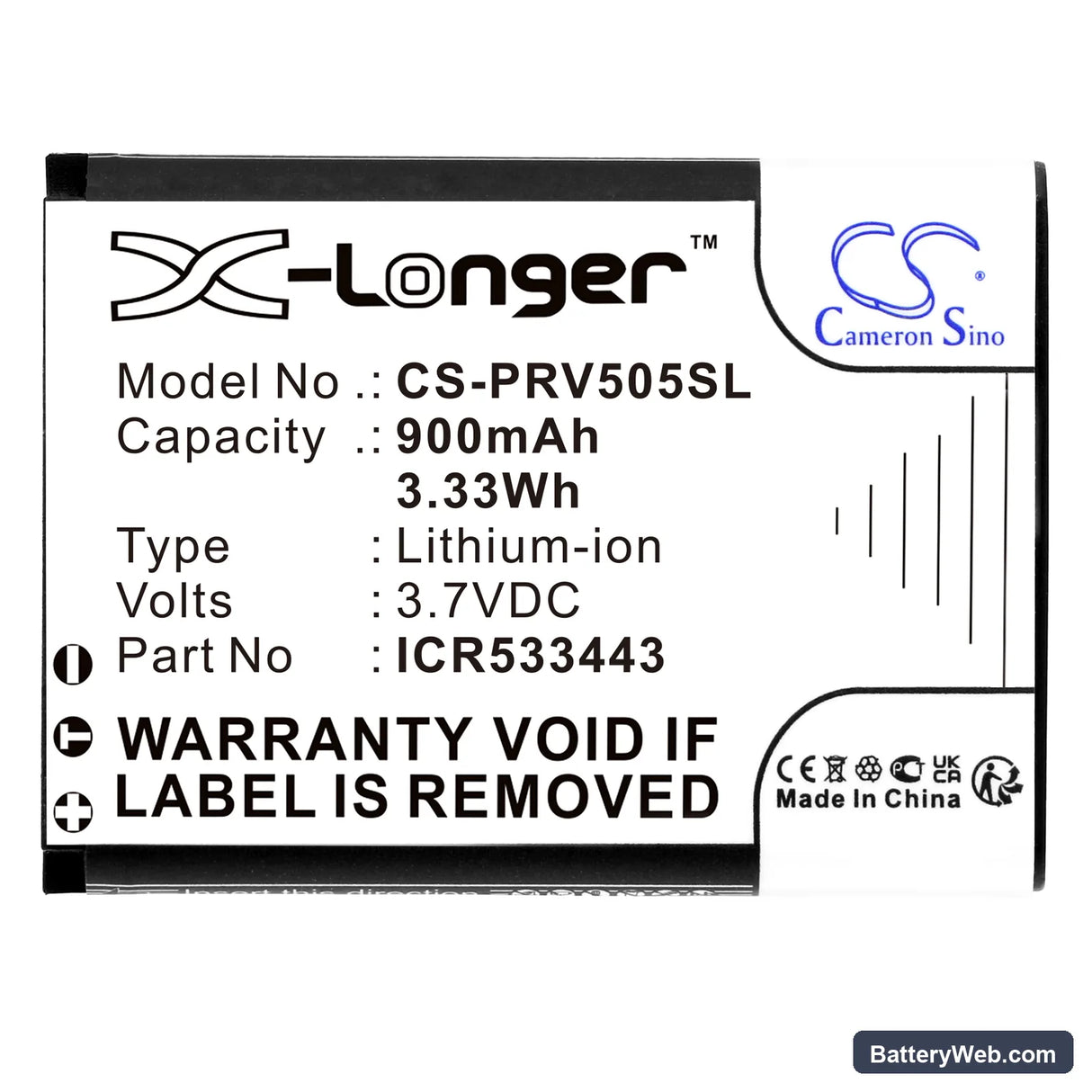 Prestigio RoadRunner 505 Replacement Battery, 3.7V, 900mAh, Li-ion 3