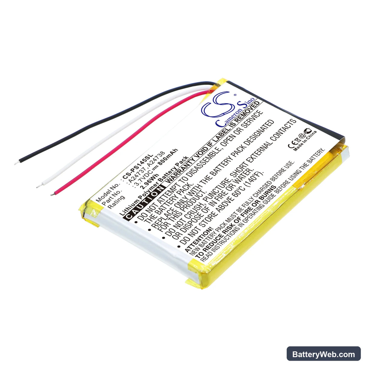 Philips GoGear SA6037 Replacement Battery, 3.7V, 800mAh, Li-Polymer 1