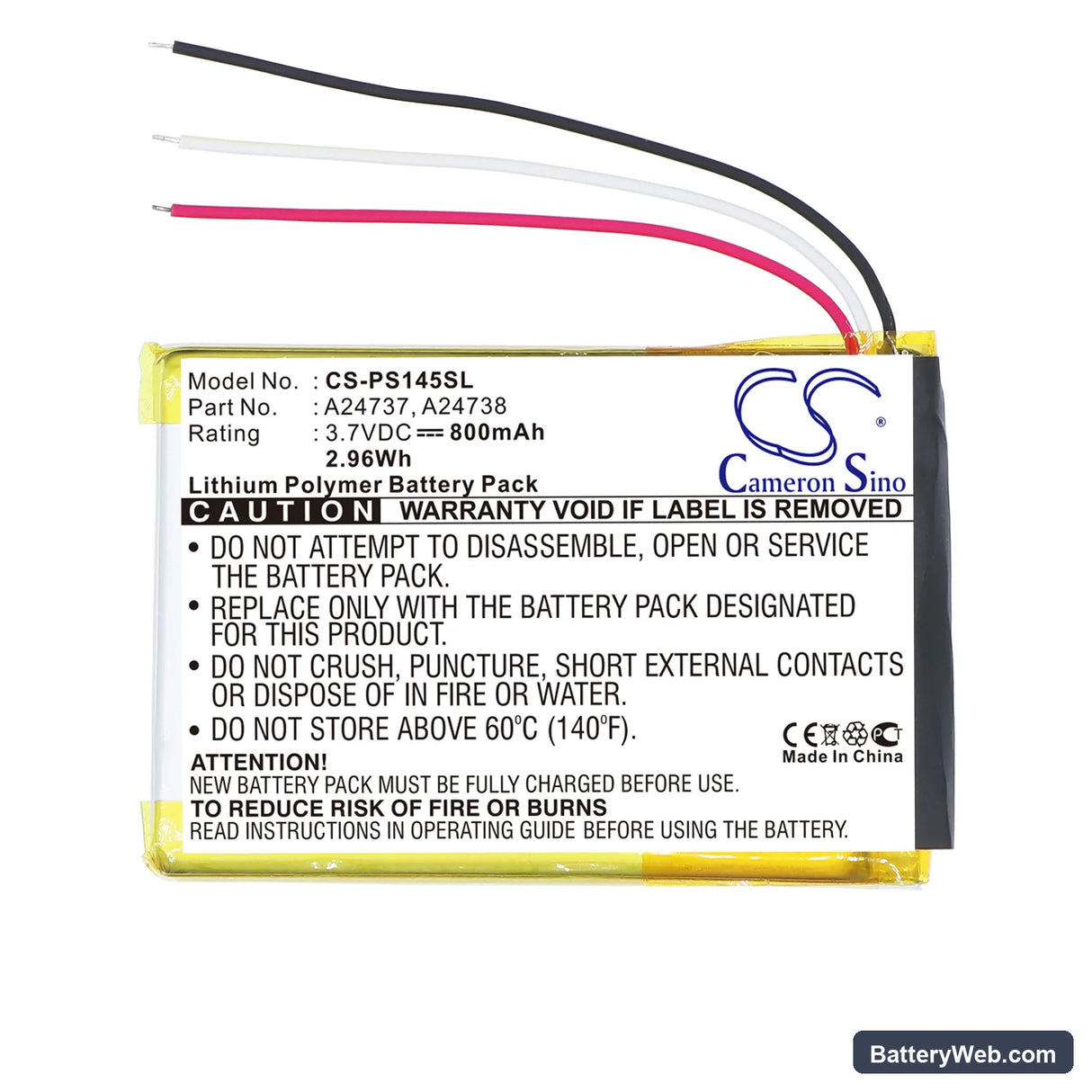 Philips GoGear SA6037 Replacement Battery, 3.7V, 800mAh, Li-Polymer 3