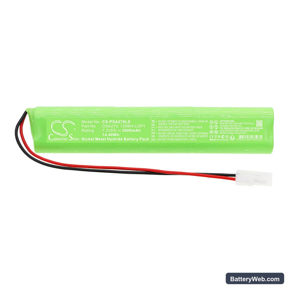 PowerSonic A6090-2 Replacement Battery, 7.2V, 2000mAh, Ni-MH 3