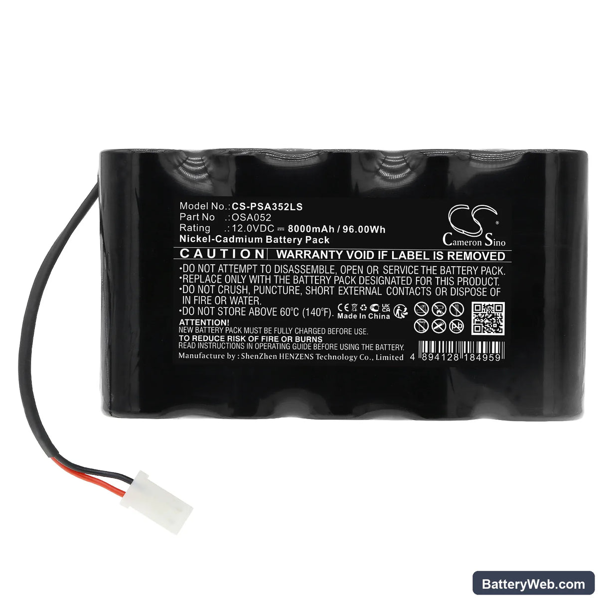 PowerSonic A35241 Replacement Battery, 12V, 8000mAh, Ni-CD 3