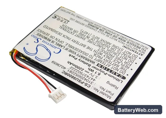Philips Pronto TSU-9800 Replacement Battery, 3.7V, 2200mAh, Li-Polymer 2