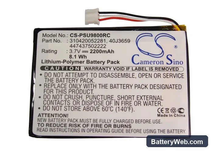 Philips Pronto TSU-9800 Replacement Battery, 3.7V, 2200mAh, Li-Polymer 5