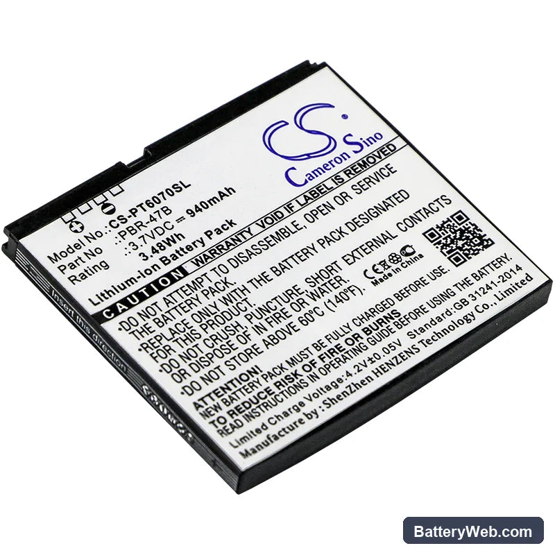 Pantech P6070 Replacement Battery, 3.7V, 940mAh, Li-ion 1