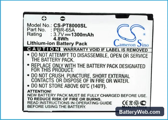 Pantech Crossover Replacement Battery, 3.7V, 1300mAh, Li-ion 5
