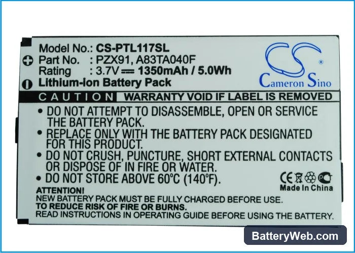 Pharos Traveler 117 Replacement Battery, 3.7V, 1350mAh, Li-ion 5