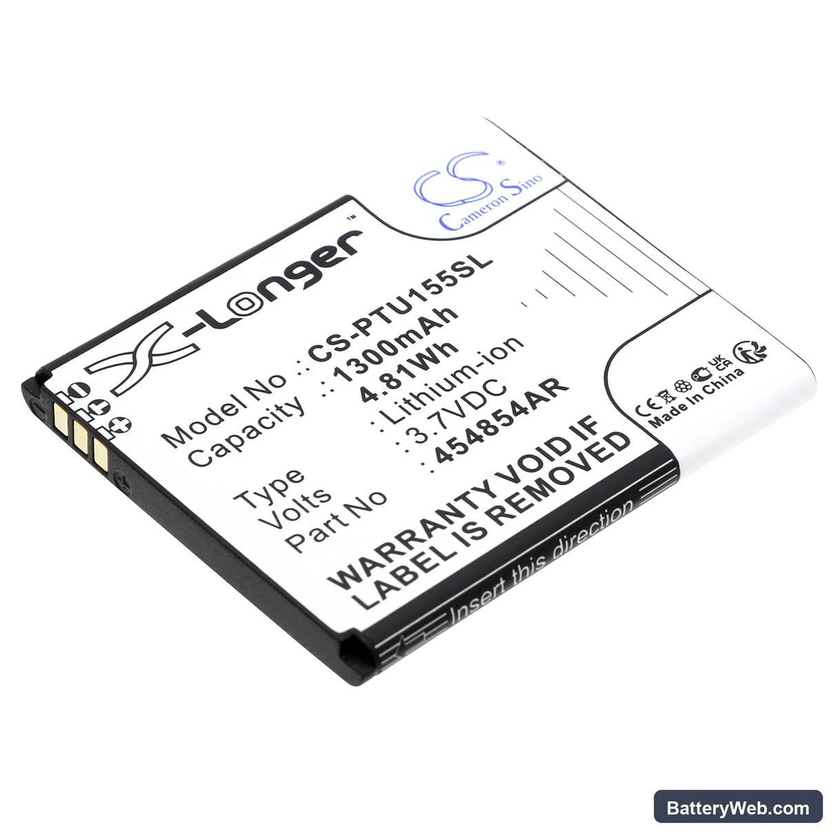 Panasonic KX-TU150 Replacement Battery, 3.7V, 1300mAh, Li-ion 1
