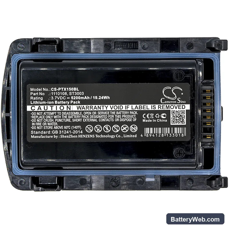 Zebra Omnii XT15 Replacement Battery, 3.7V, 5200mAh, Li-ion 3