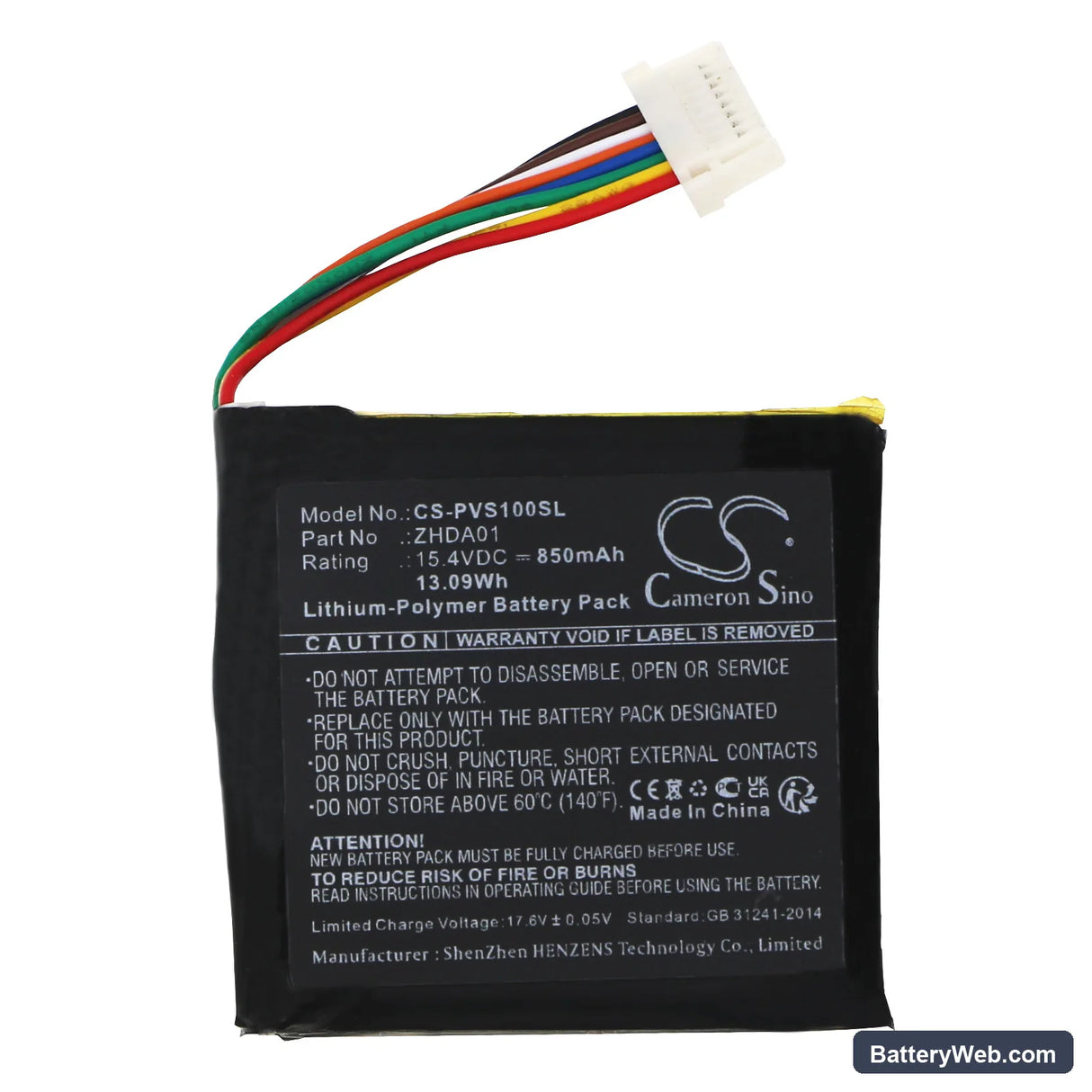 PowerVision PVS10 Replacement Battery, 15.4V, 850mAh, Li-Polymer 3