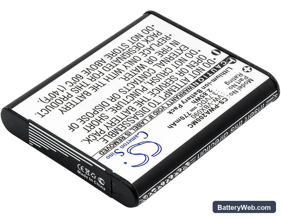 Panasonic WA20 Replacement Battery, 3.7V, 770mAh, Li-ion 2
