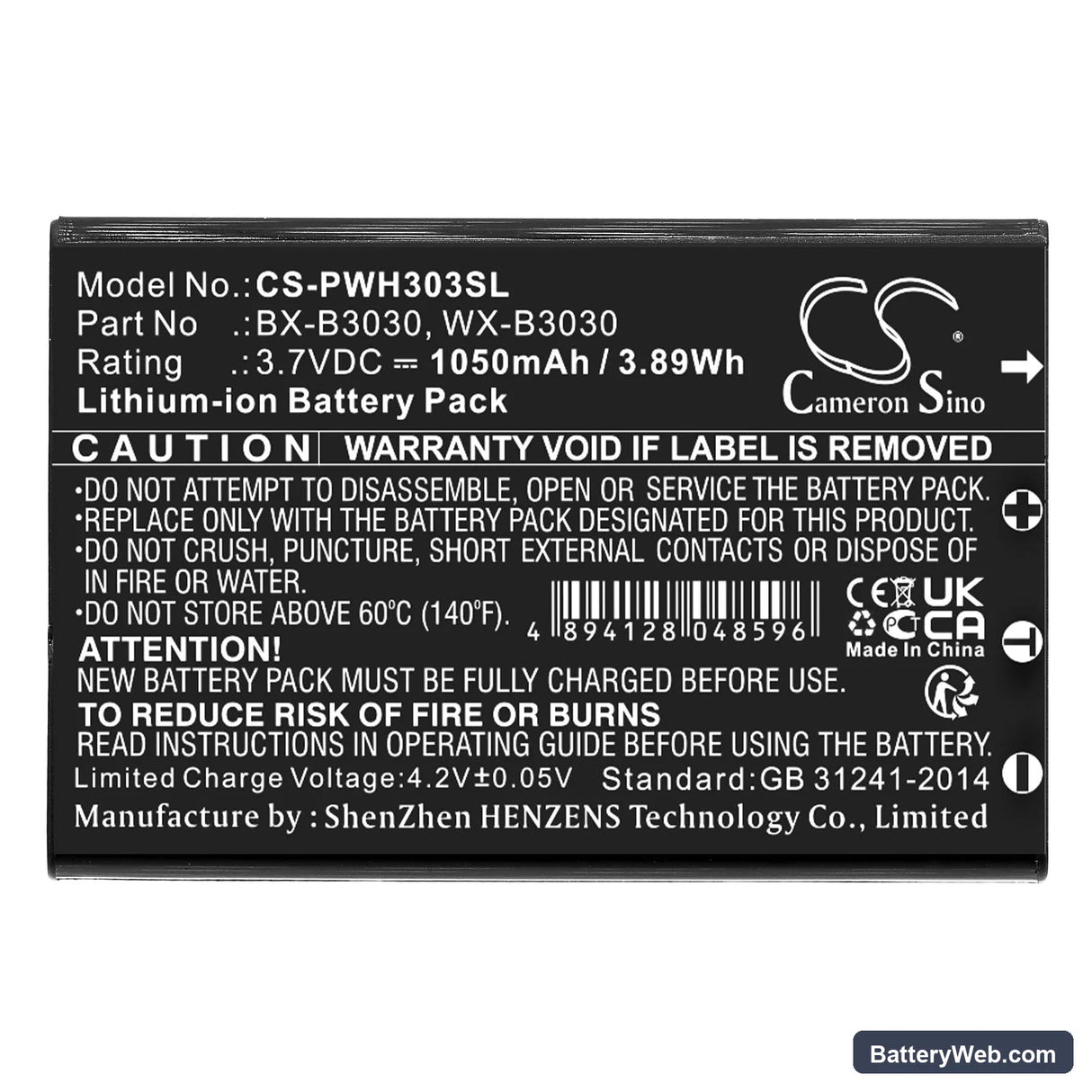 Listen Technologies M1 Replacement Battery, 3.7V, 1050mAh, Li-ion 3