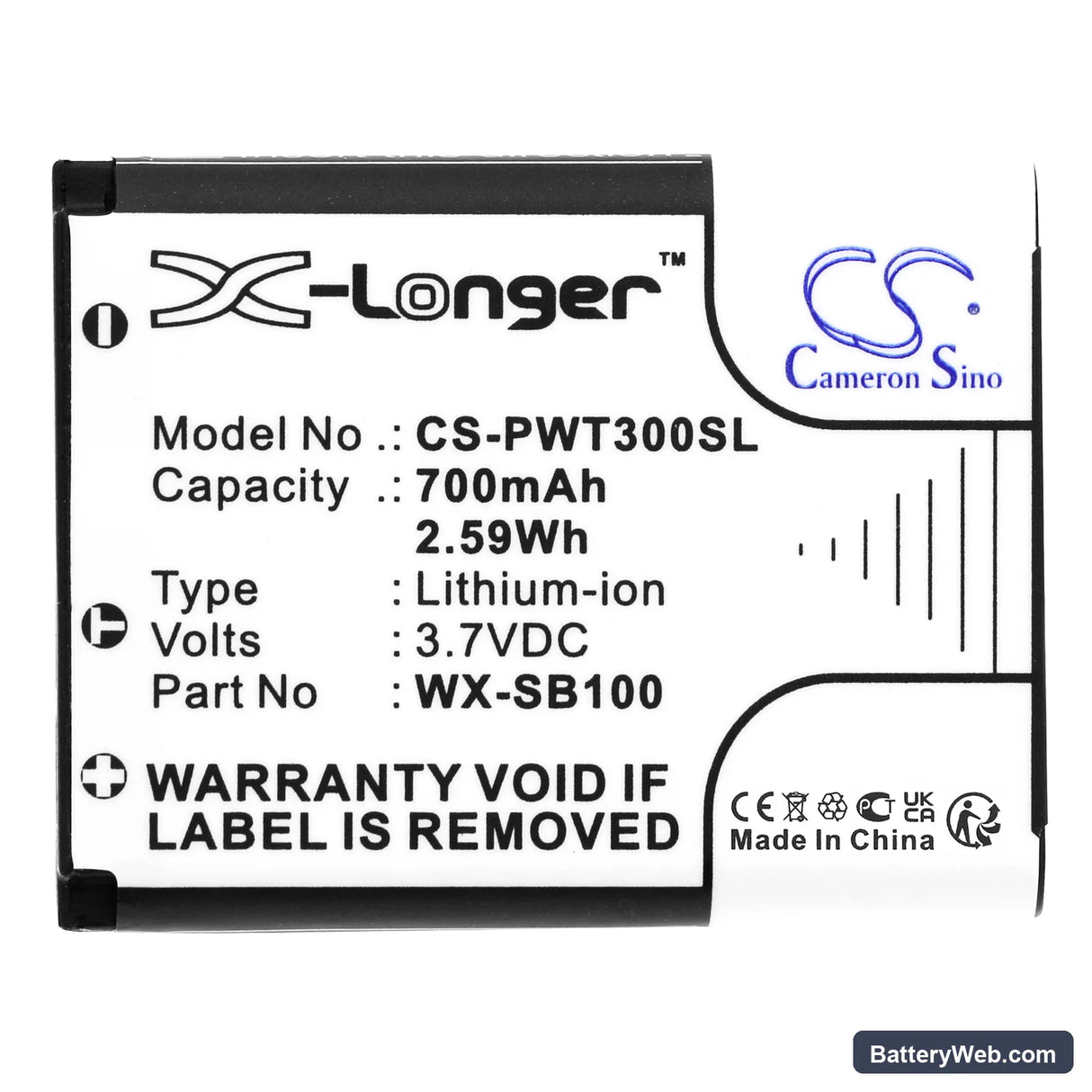 Panasonic Attune II HD3 Replacement Battery, 3.7V, 700mAh, Li-ion 3