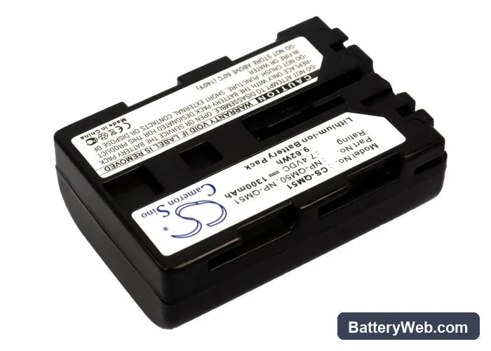 Sony DCR-DVD300 Replacement Battery, 7.4V, 1300mAh, Li-ion 2