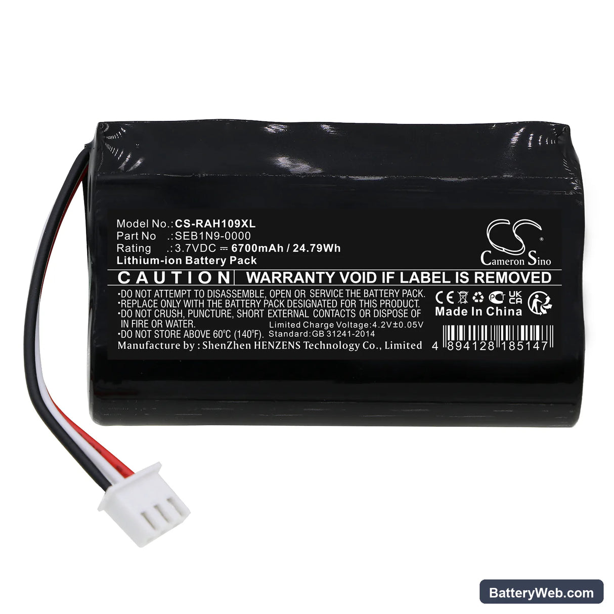 Ring Alarm Home Base Station Replacement Battery, 3.7V, 6700mAh, Li-ion 3