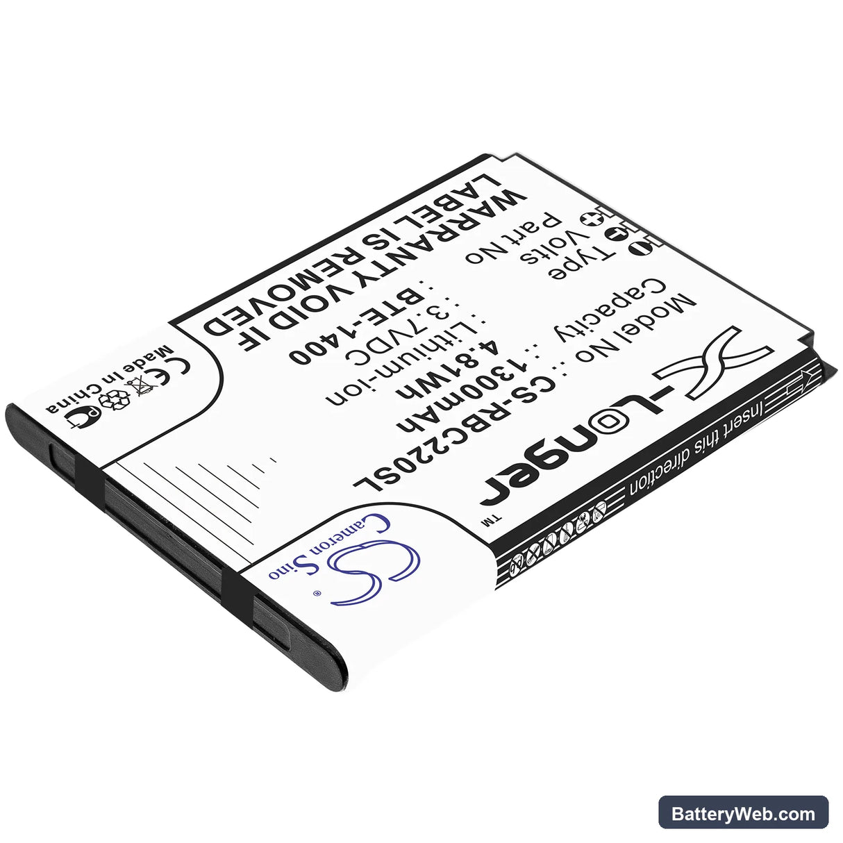 Orbic Journey Replacement Battery, 3.7V, 1300mAh, Li-ion 2