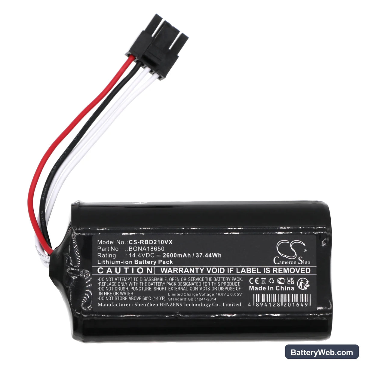 RobZone Duoro Xcontrol 2 Replacement Battery, 14.4V, 2600mAh, Li-ion 3