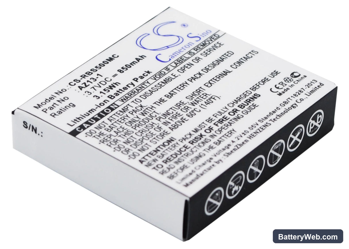 Xiaomi Yi AZ13H Replacement Battery, 3.7V, 850mAh, Li-ion 2